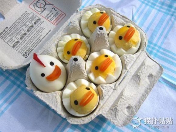 Como elaborar pollitos kawaii, con huevos cocidos!