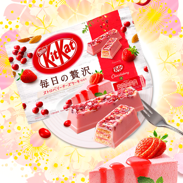 Mini Kit Kats de Tarta de Queso, Fresa y Frutos Rojos
