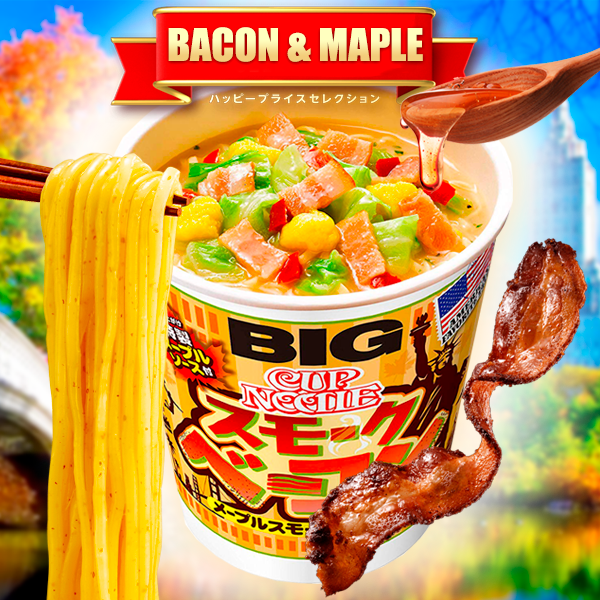 Itadakimasu! Nissin Cup Noodles Bacon y Sirope de Arce | Big Cup
